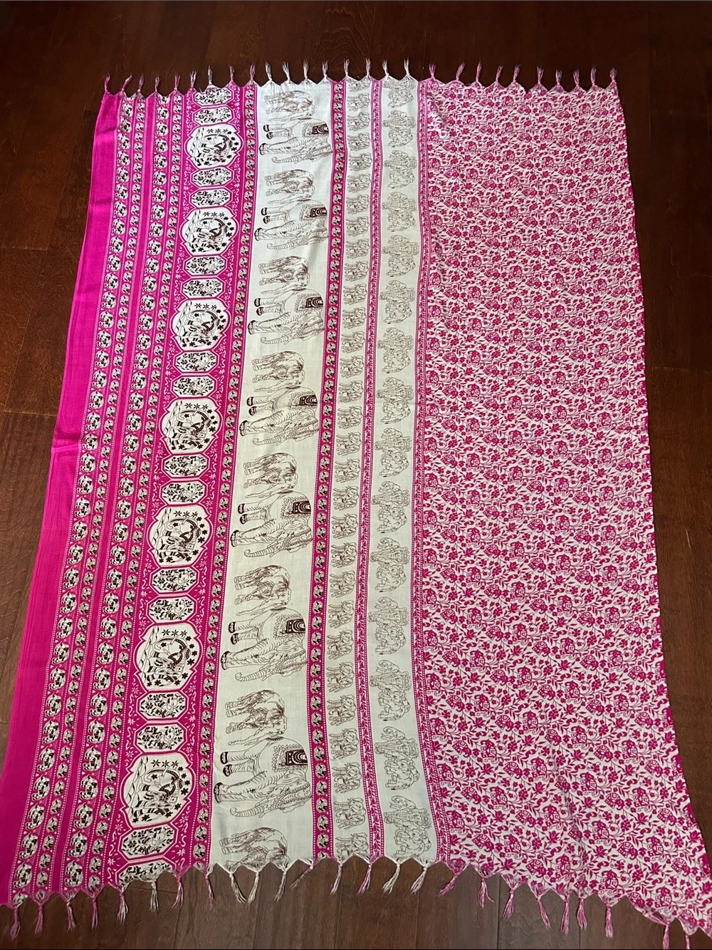 Bright Pink Elephant Print Sarong Scarf Wrap, Perfect for a Cruise or Resortwear